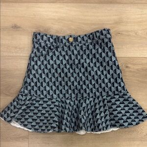 Sandro Black Mini Trumpet Skirt with Ruffled Hem